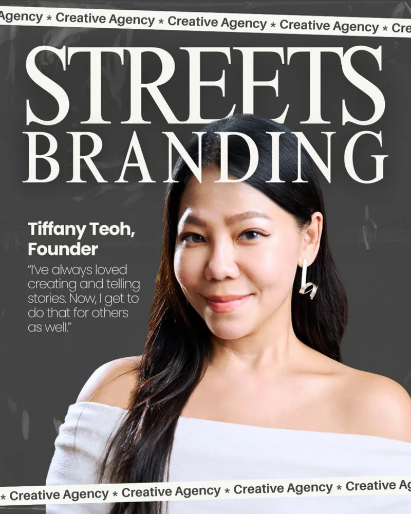 Magazine-cover-style portrait of Tiffany Teoh, founder of Streets Branding.